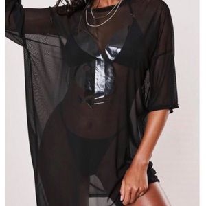 Playboy bunny detail mesh tshirt dress